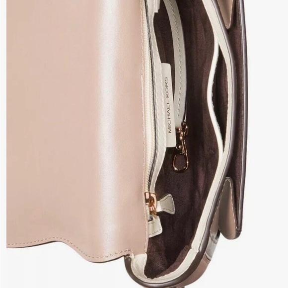 Michael Kors Jolene Cream and Blush Leather Saddle Crossbody with Braided Strap - Picture 4 of 8